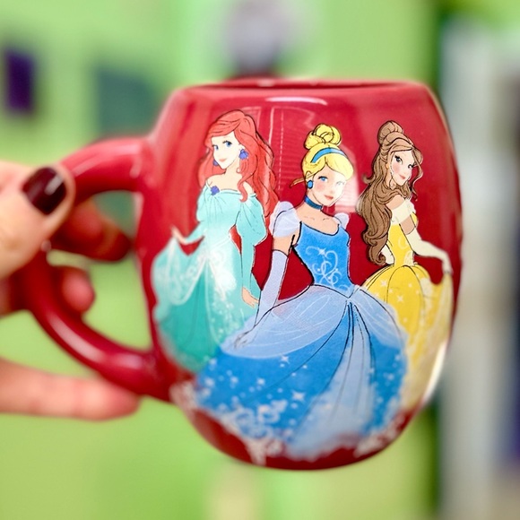 Red Disney Princess Ariel Cinderella & Belle Ceramic Kitchen Coffee Tea Mug - Picture 6 of 7